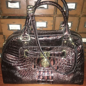 Anne Klein Faux Croc Espresso Bag w/RemovableStrap